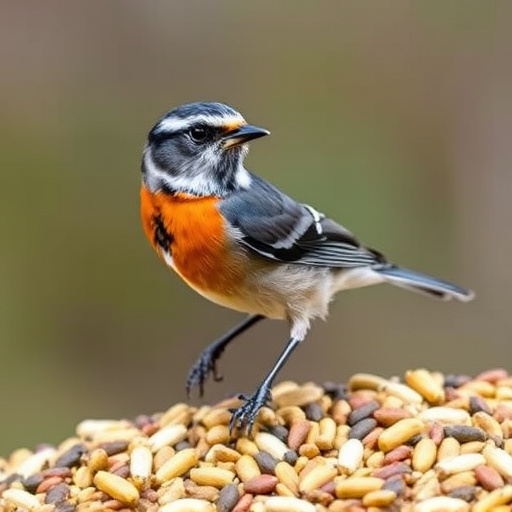 Garden feeder filled with mixed seeds