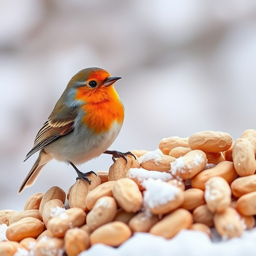 Garden feeder filled with peanuts