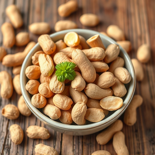 Garden feeder filled with peanuts