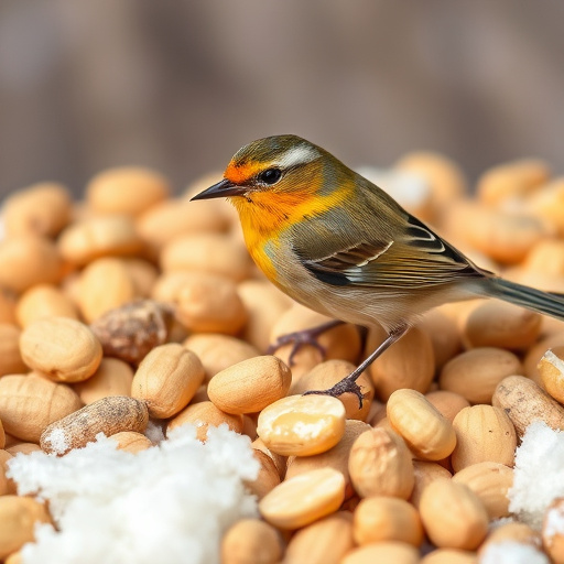 Garden feeder filled with peanuts