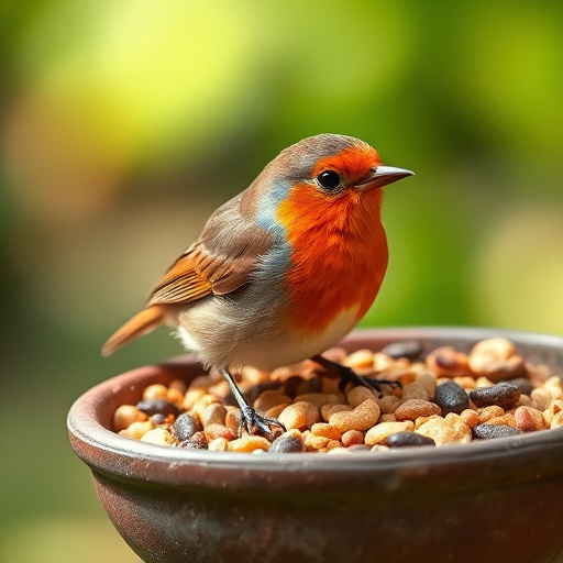 Garden feeder filled with robin-friendly mix