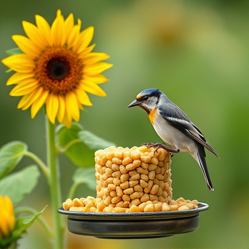 Garden feeder filled with sunflower hearts