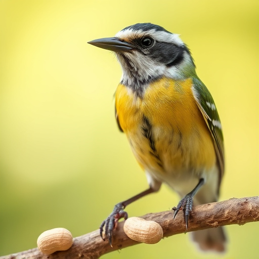 Great tit cracking open peanut shell