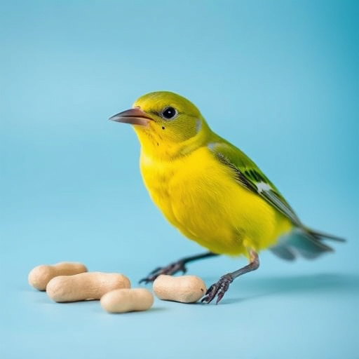 Great tit cracking open peanut shell