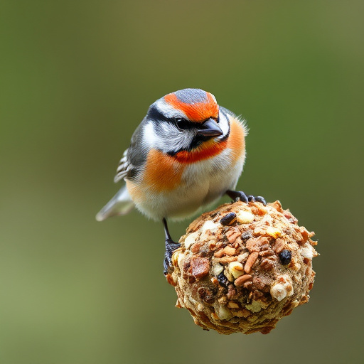 Green mesh feeder filled with suet balls