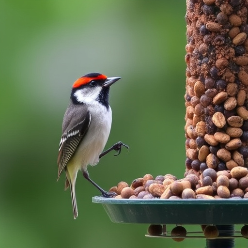 Green mesh feeder filled with suet balls