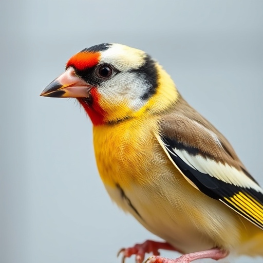 Greenfinch eating sunflower hearts at table