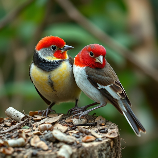 Ground feeder under tree with mixed birds