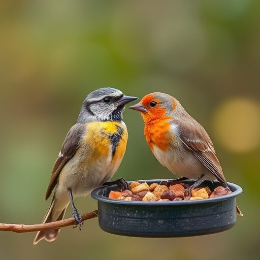 Ground feeder under tree with mixed birds