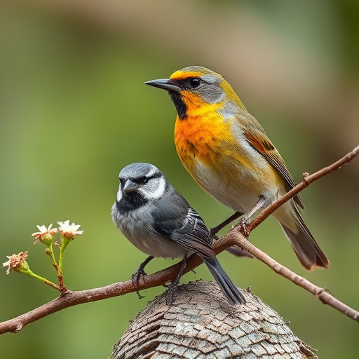 Ground feeder under tree with mixed birds