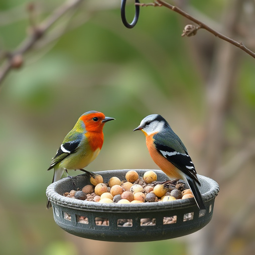 Ground feeder with mixed birdseed pile