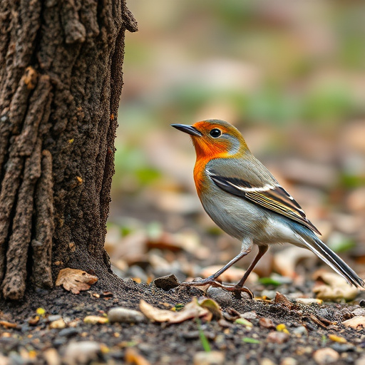 Ground-level feeder surrounded by grass