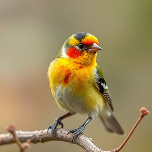 Group of finches feeding in garden