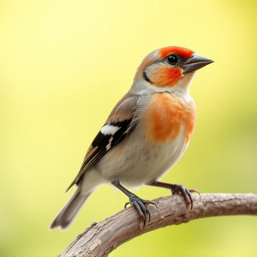 Group of finches feeding in garden