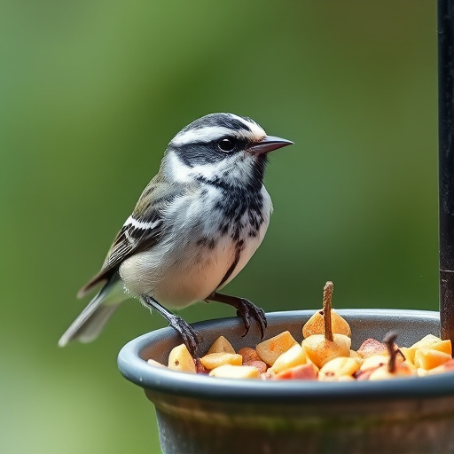 Group of finches feeding on nyjer seed