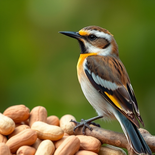 Hand holding fresh peanuts for birds