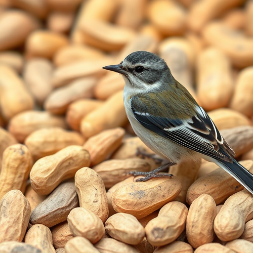 Hand holding fresh peanuts for birds