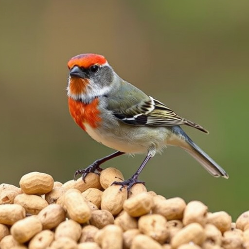 Hand holding fresh peanuts for birds