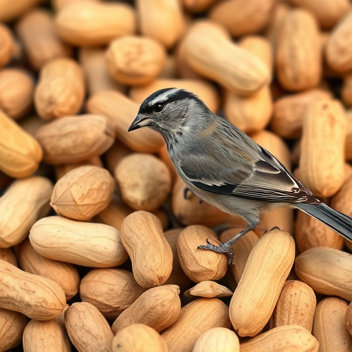 Hand holding fresh peanuts for birds