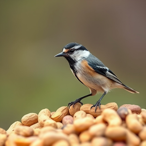 Hand holding fresh peanuts for birds