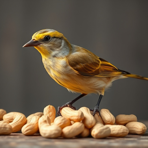 Hand holding fresh peanuts for birds