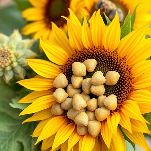 Hand holding handful of sunflower hearts