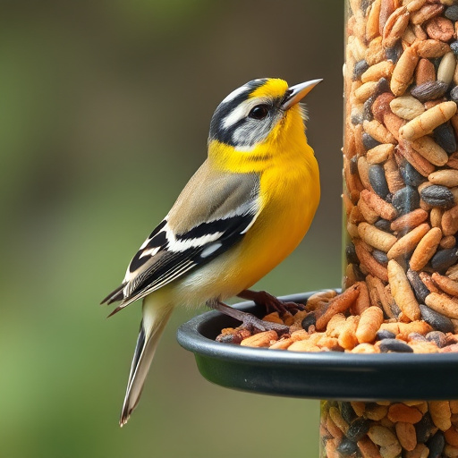 Hand pouring no-mess seeds into feeder