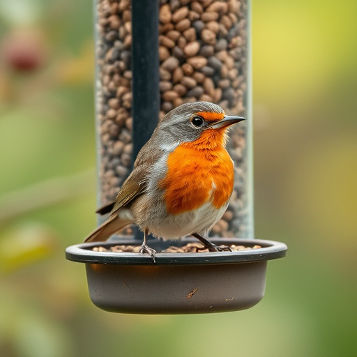 Hand sprinkling robin-friendly bird seeds