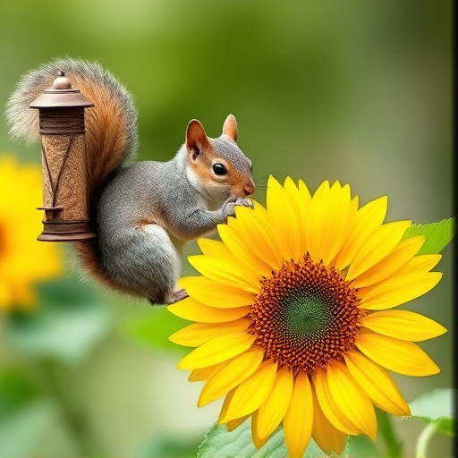 Hanging bird feeder with squirrel guard