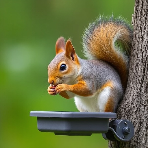 Hanging bird feeder with squirrel guard