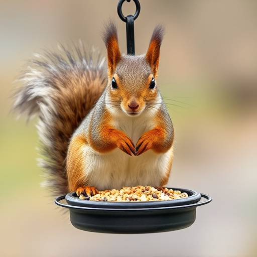 Hanging bird feeder with squirrel guard