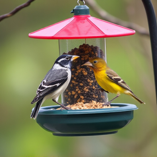 Hanging feeder with waste-catching tray