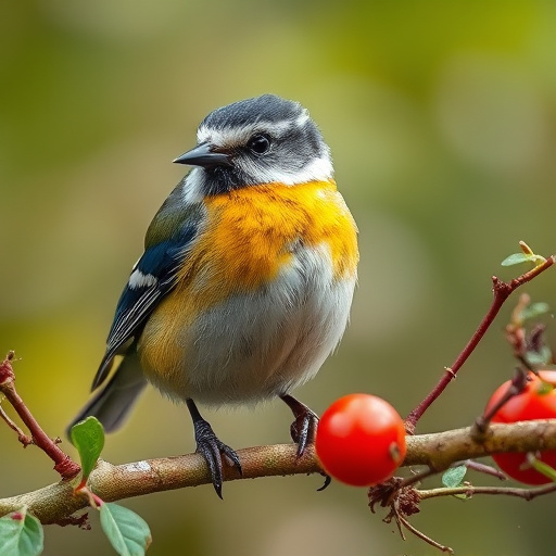 Hanging peanut feeder visited by great tit