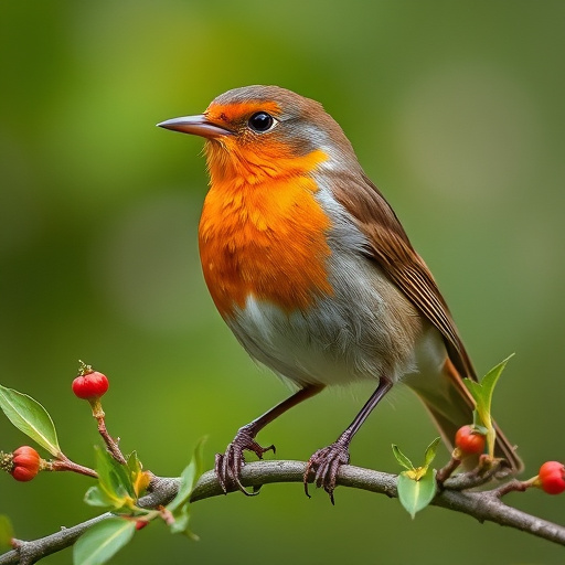 Juvenile robin with speckled chest feathers