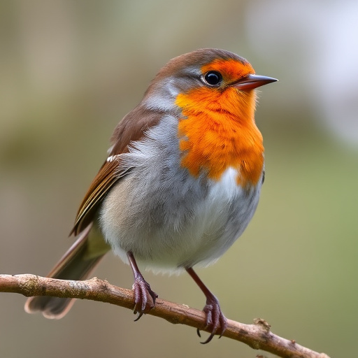 Juvenile robin with speckled chest feathers