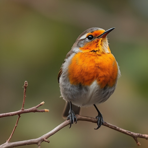Juvenile robin with speckled chest feathers