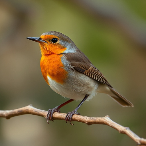 Juvenile robin with speckled chest feathers