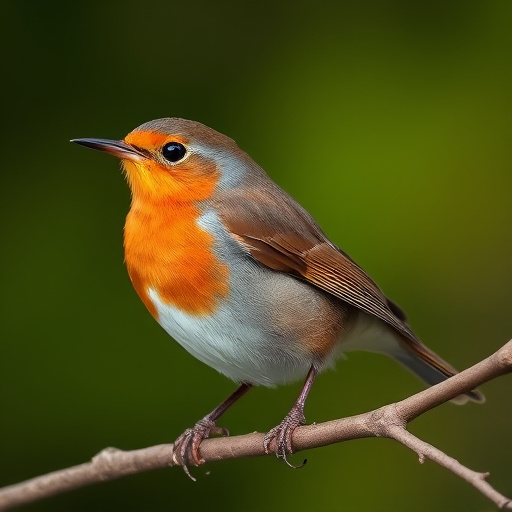 Juvenile robin with speckled chest feathers