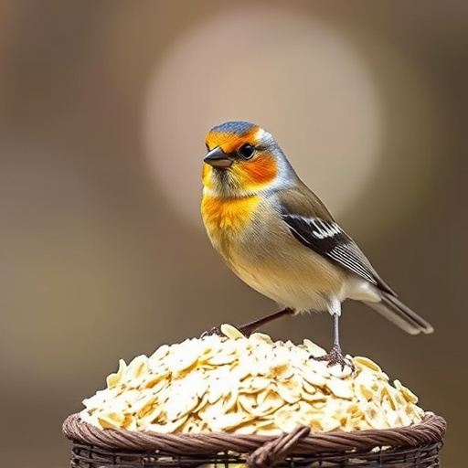 Leftover oats placed near bird perch