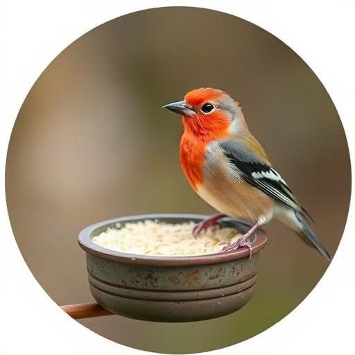 Leftover oats placed near bird perch