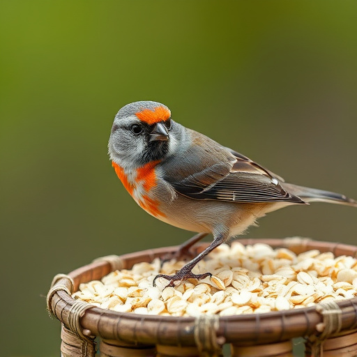 Leftover oats placed near bird perch