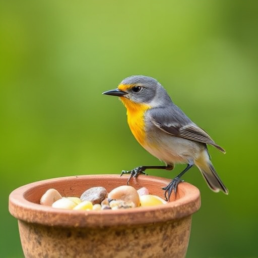 Low platform feeder with scattered seed mix