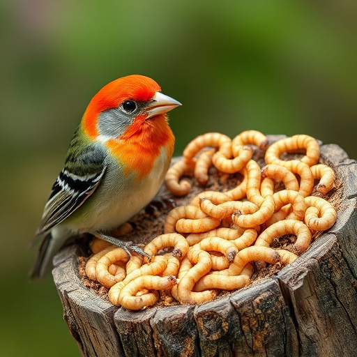 Mealworm-filled suet pellets on tray