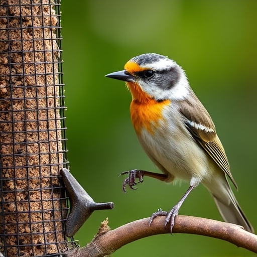 Mealworms served in low bird feeder