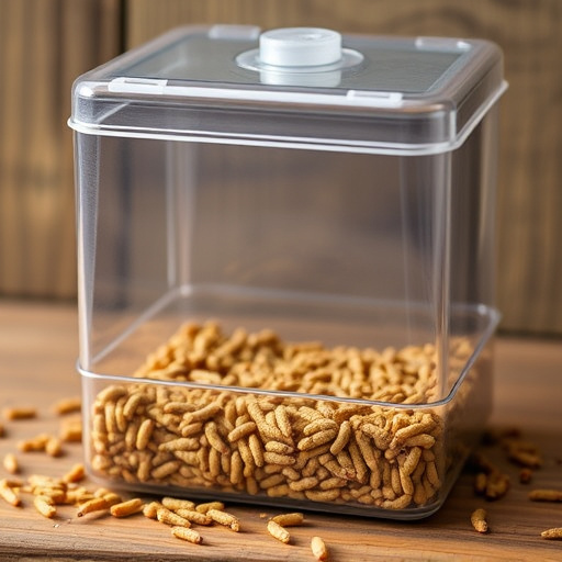 Mesh cage feeder filled with mealworms