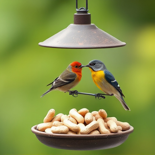 Mesh feeder filled with whole peanuts