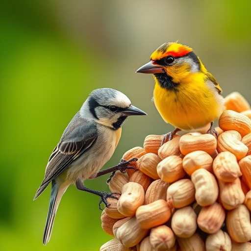 Mesh feeder filled with whole peanuts