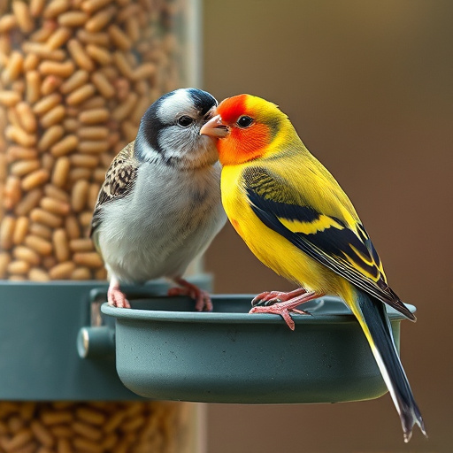 Mesh feeder with wrens and mealworms