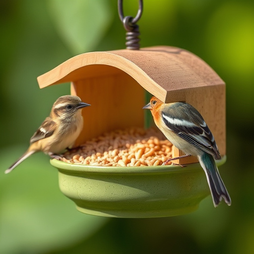 Mesh feeder with wrens and mealworms