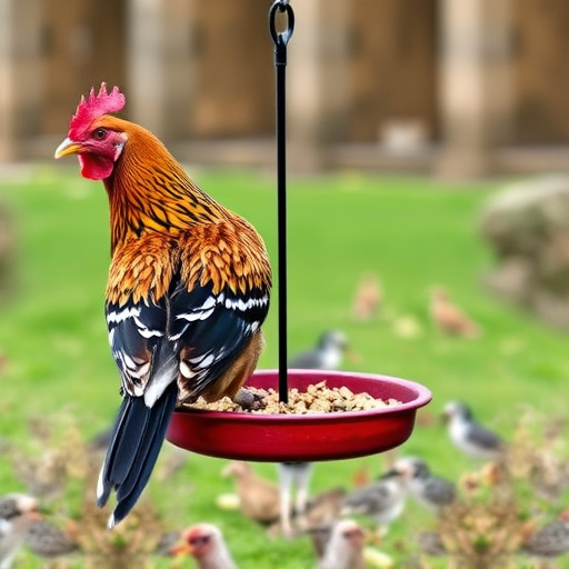 Metal squirrel-proof bird feeder hanging outdoors